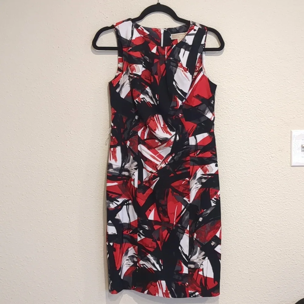 Michael Kors Red & Black Abstract Dress Size 4